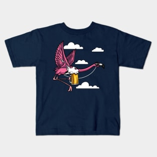 Flamingo Bird Beer Drinking Party Kids T-Shirt